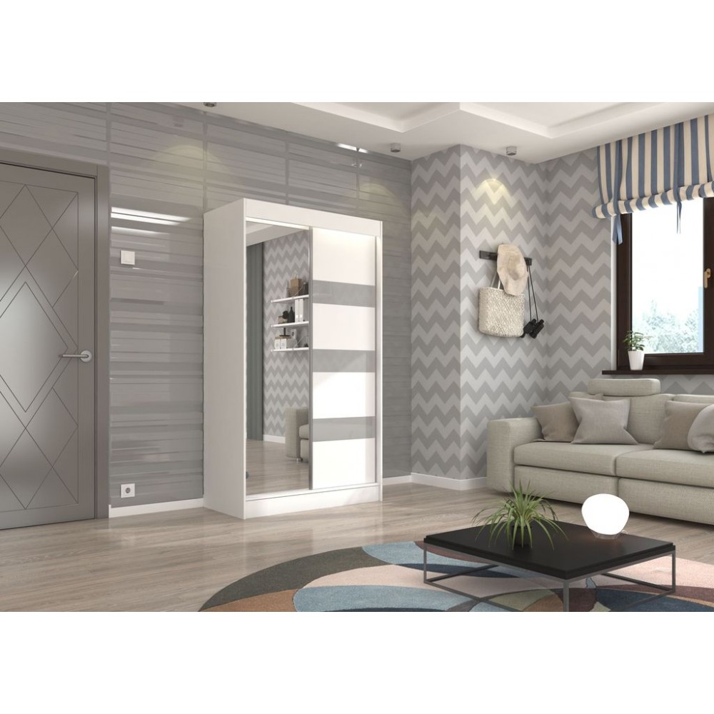 Ντουλάπα Bissom 120 συρόμενη-Leuko-Gkri 120x61x215