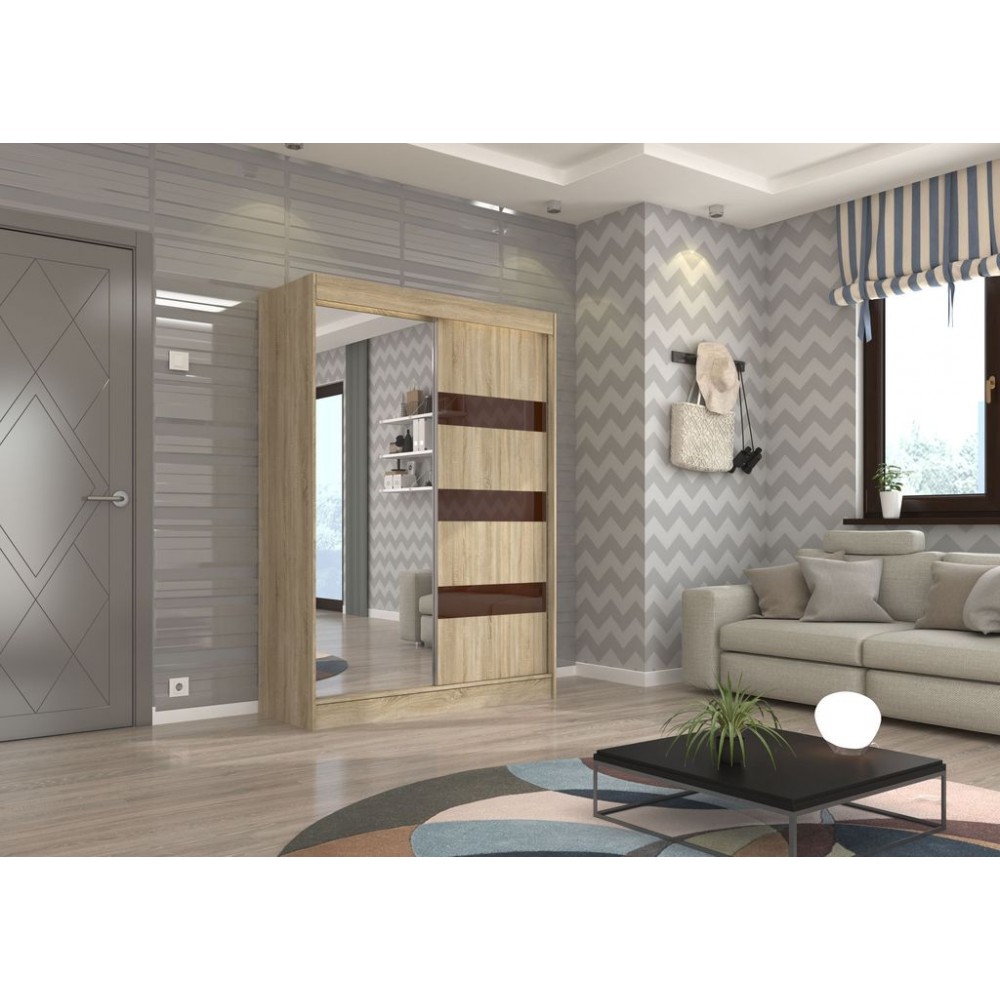 Ντουλάπα Bissom 150 συρόμενη-Drus-Kafe 150x61x215
