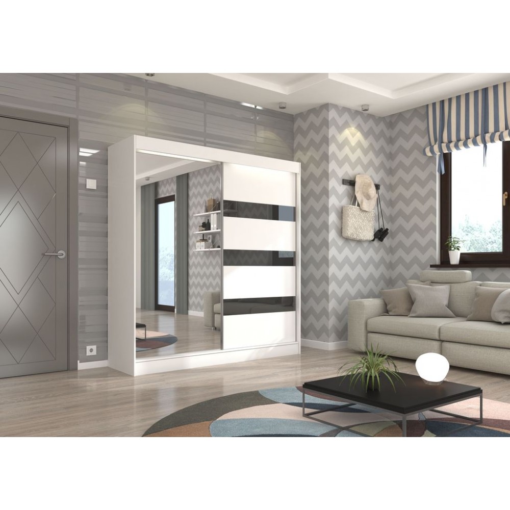 Ντουλάπα Bissom 200 συρόμενη-Leuko-Mauro 200x61x215