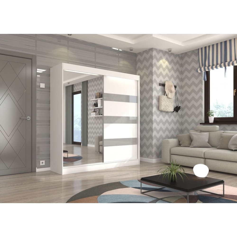 Ντουλάπα Bissom 200 συρόμενη-Leuko-Gkri 200x61x215