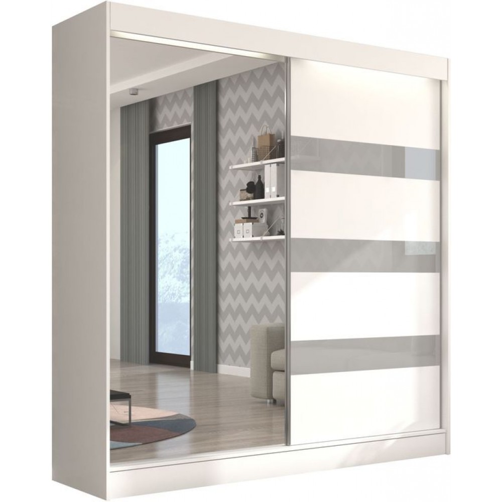 Ντουλάπα Bissom 200 συρόμενη-Leuko-Gkri 200x61x215