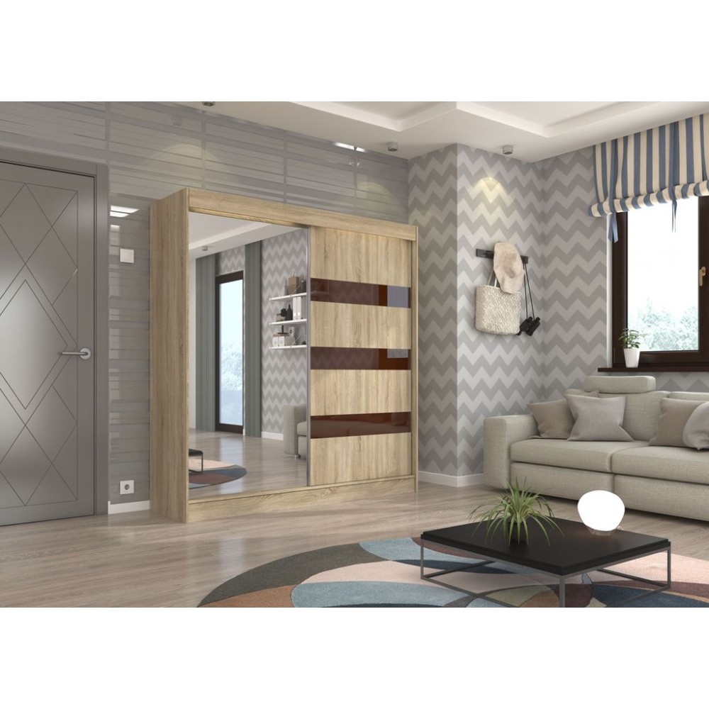 Ντουλάπα Bissom 200 συρόμενη-Drus-Kafe 200x61x215