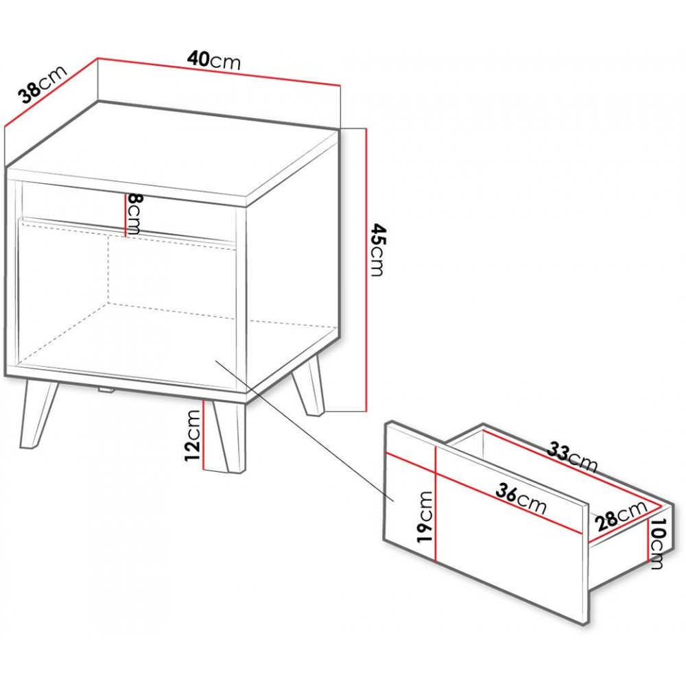 Σετ 2 κομοδίνα Nord