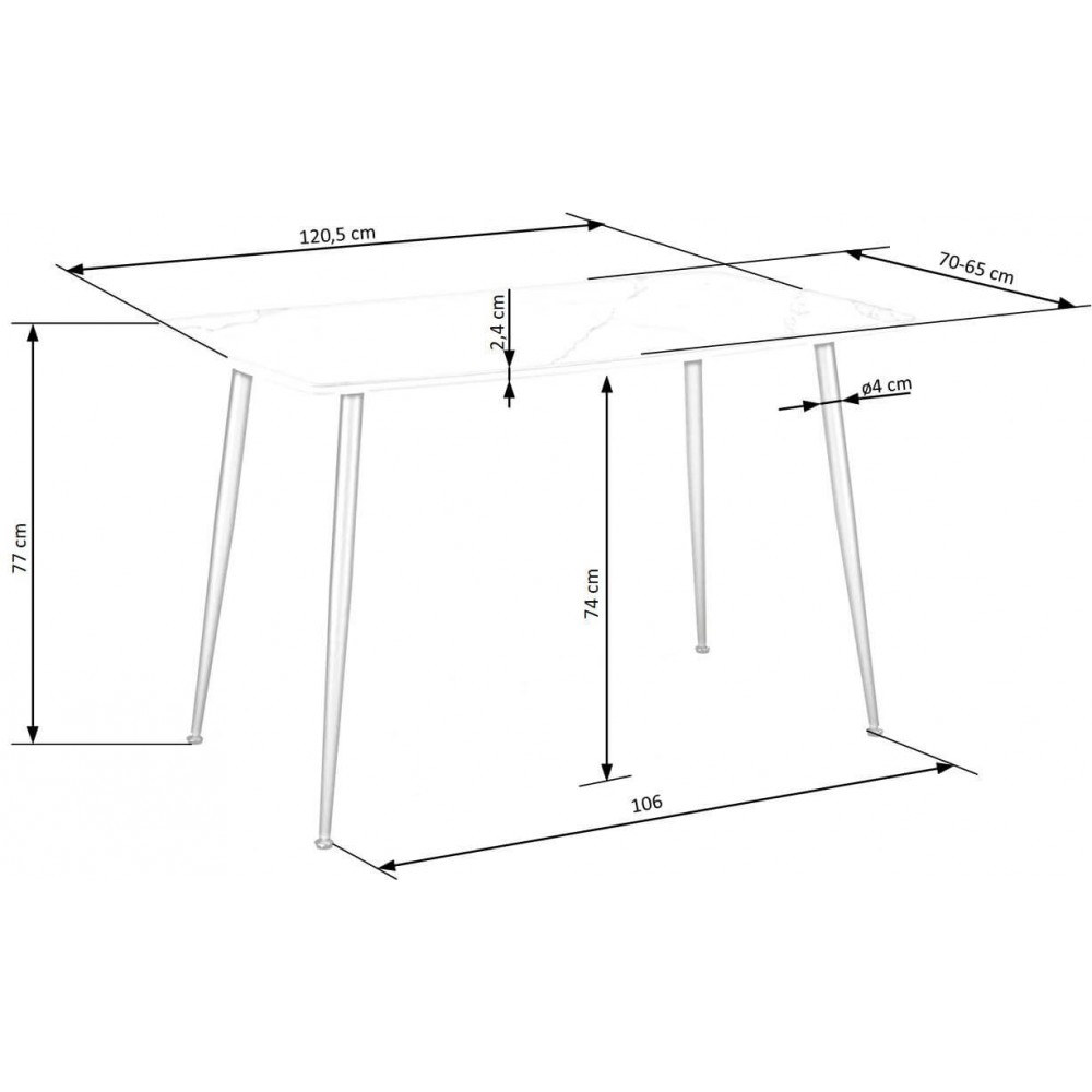 Τραπέζι Polo 120.5x70x77