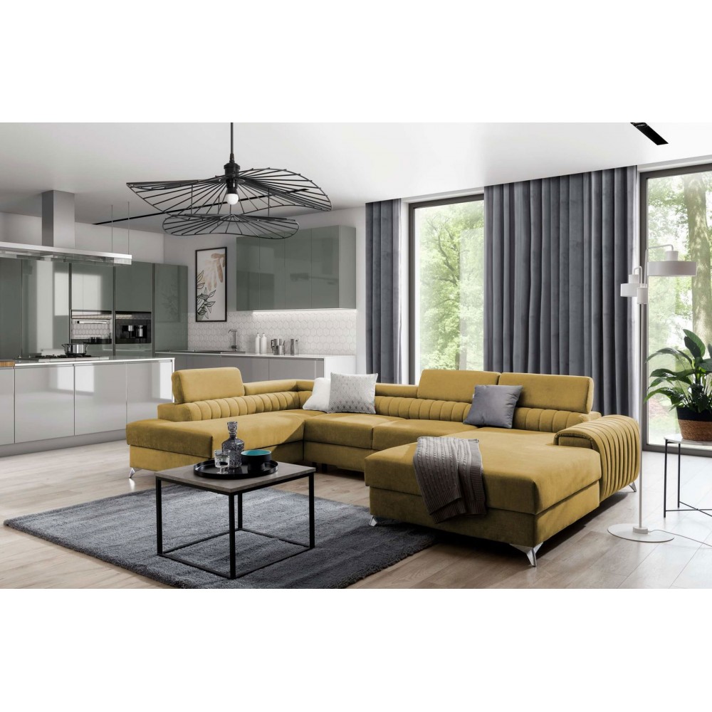 Γωνιακός Καναπές Restly-Moustardi-Αριστερή