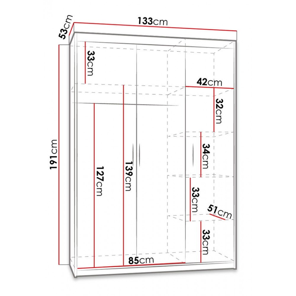 Ντουλάπα τρίφυλλη Elena 3D-Sonoma