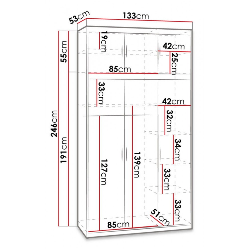 Ντουλάπα Elena 3D plus-Leuko