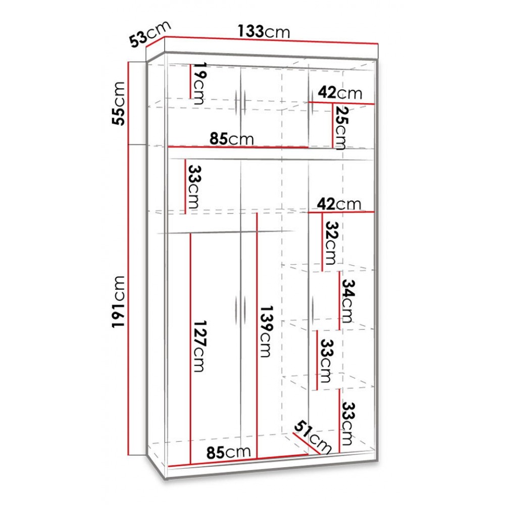 Ντουλάπα Elena 3DM Plus-Sonoma