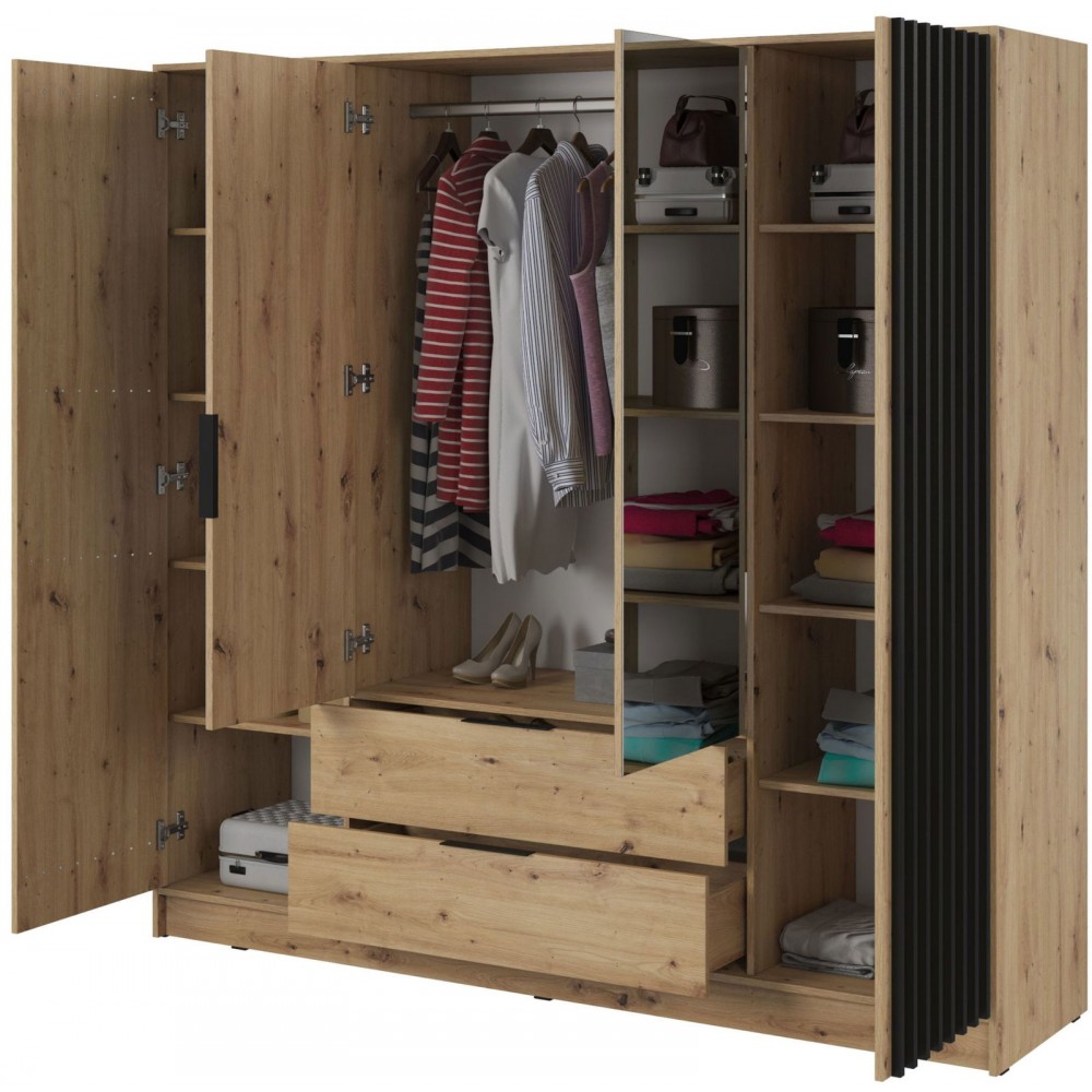 Ντουλάπα Nolan Τετράφυλλη με καθρέπτη-Fusiko