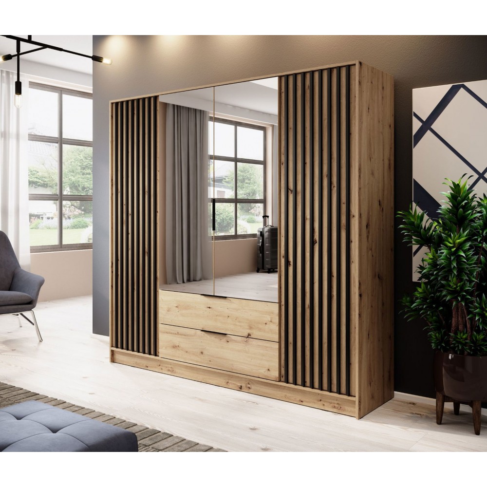 Ντουλάπα Nolan Τετράφυλλη με καθρέπτη-Fusiko