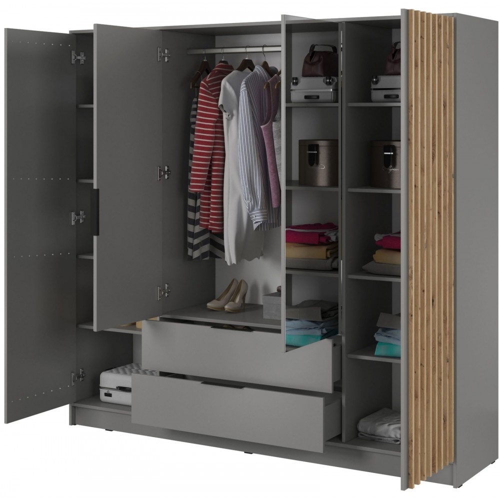 Ντουλάπα Nolan Τετράφυλλη με καθρέπτη-Gkri