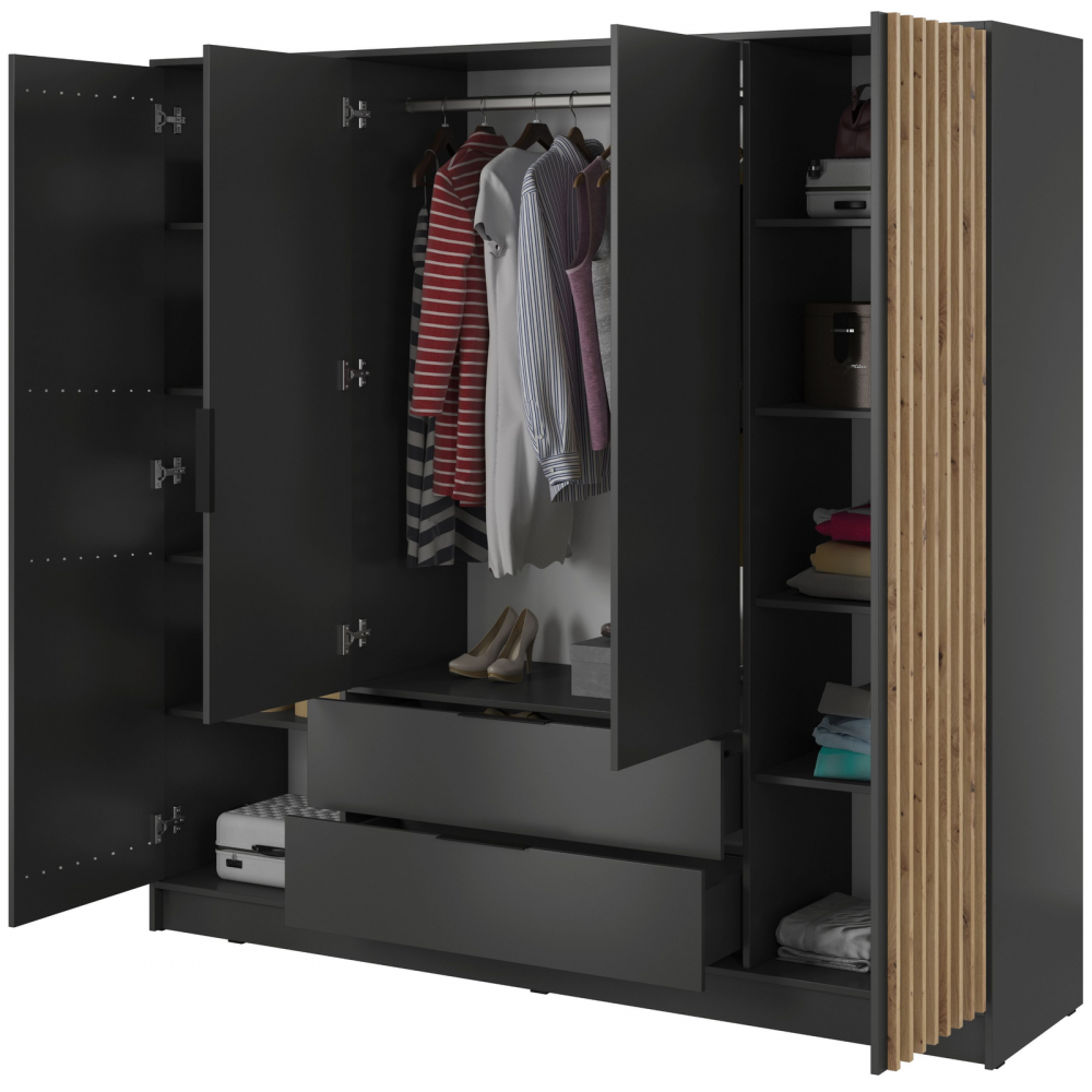 Ντουλάπα Nolan Τετράφυλλη με καθρέπτη-Grafitis