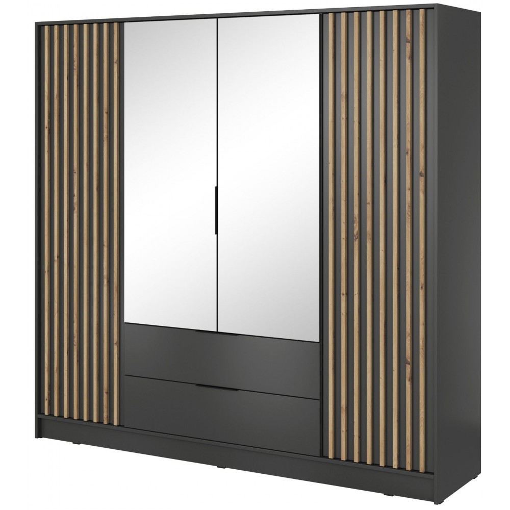 Ντουλάπα Nolan Τετράφυλλη με καθρέπτη-Grafitis