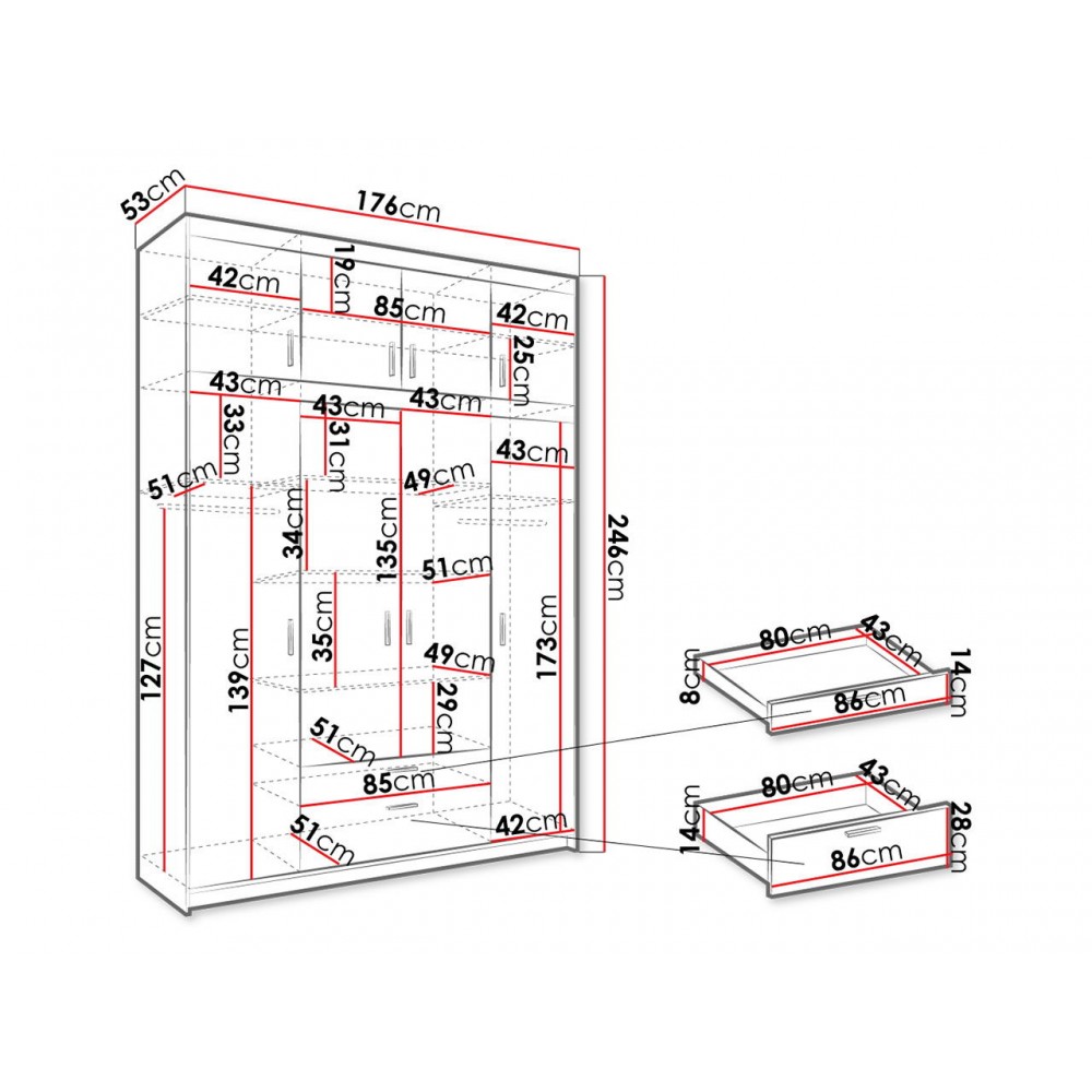Ντουλάπα τετράφυλλη Elena 4D Plus-Leuko