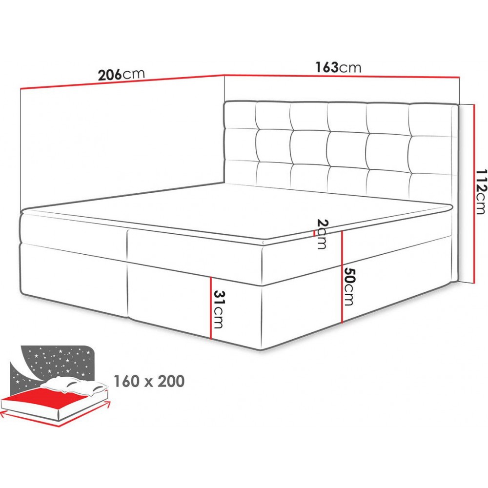 Επενδυμένο κρεβάτι Luanda-160 x 200-Mpez