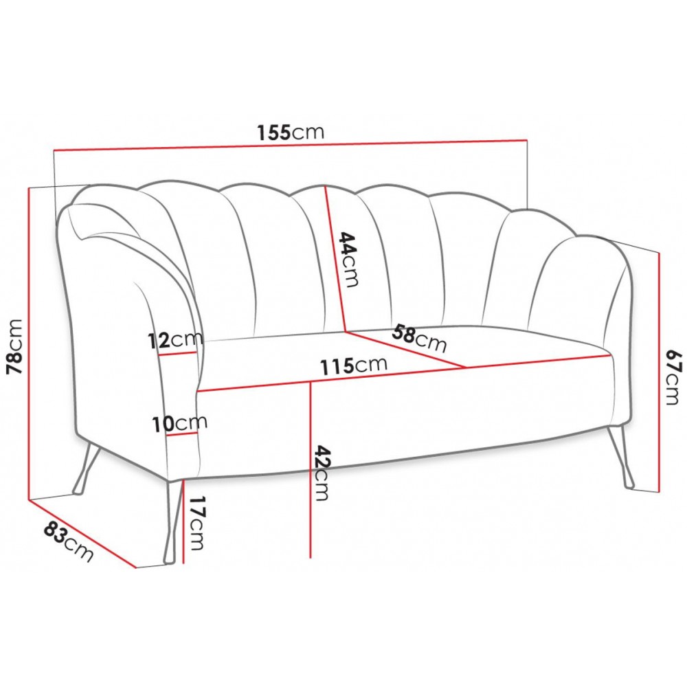 Καναπές Adria Διθέσιος-Σάπιο μήλο - Χρυσό