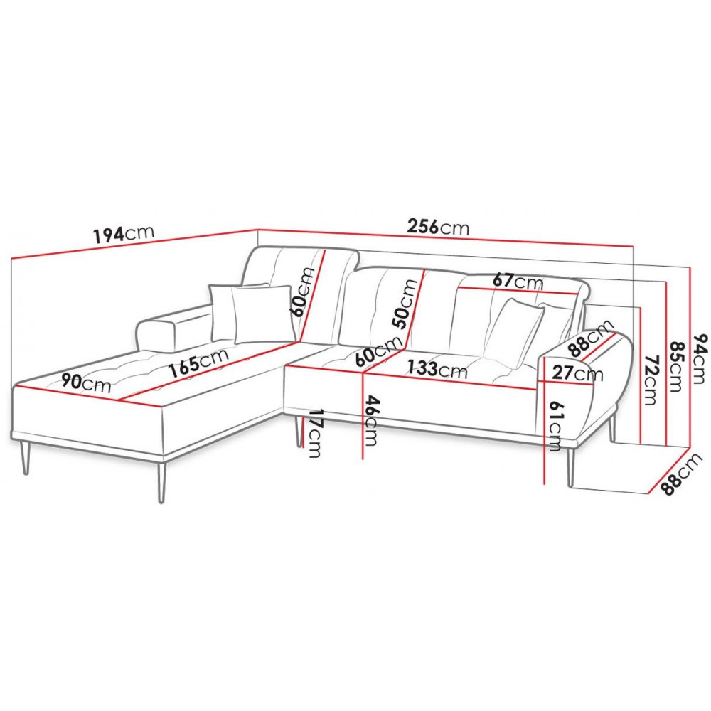 Γωνιακός καναπές Rapallo-Gkri Skouro-Δεξιά