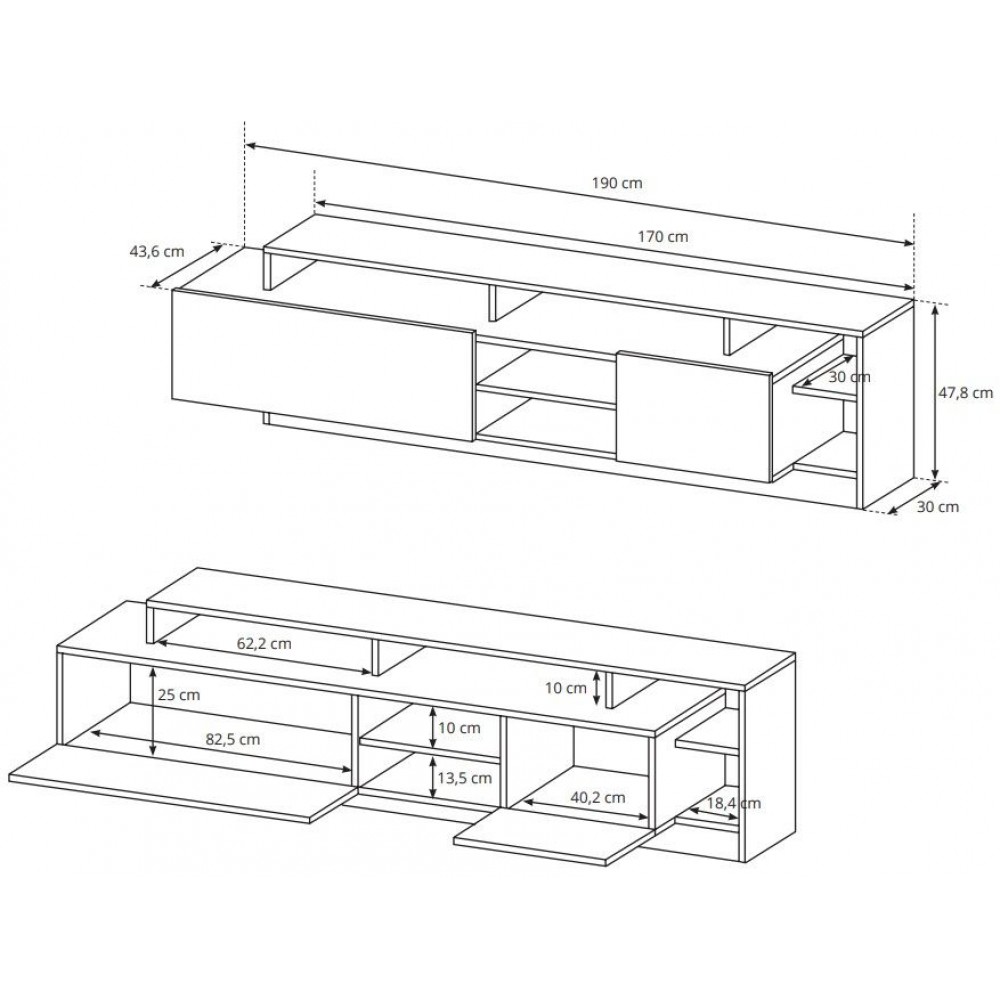 Σύνθετο σαλονιού Oak-Anthraki - Fusiko