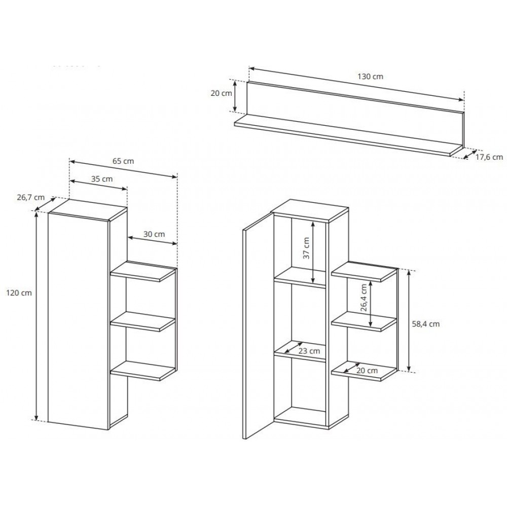 Σύνθετο σαλονιού Oak-Anthraki - Fusiko