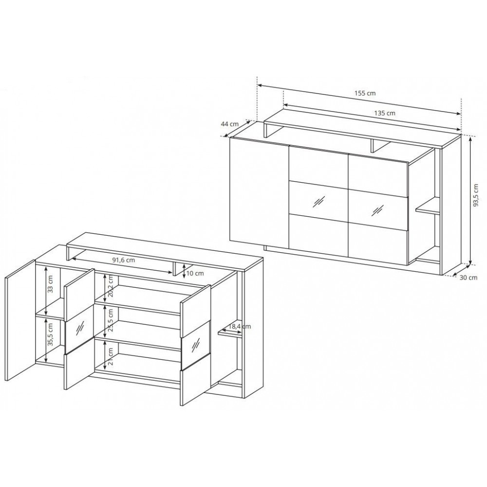 Μπουφές Oak-Anthraki - Fusiko