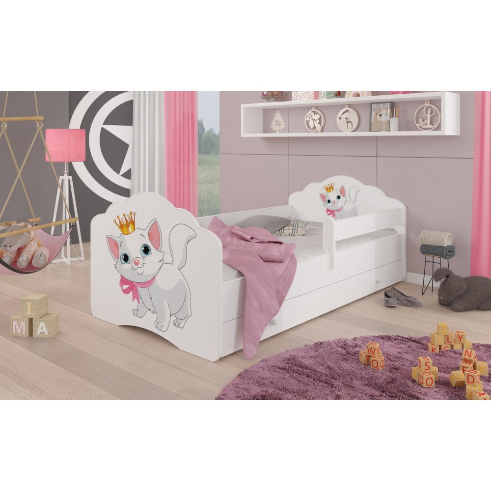Παιδικό Κρεβάτι Leomari-160 x 80-Με προστατευτικό-Leuko-Gkri anoixto 164x88x63