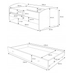 Παιδικό Κρεβάτι Belossi-160 x 80-Με προστατευτικό-Leuko-Roz 164x88x63