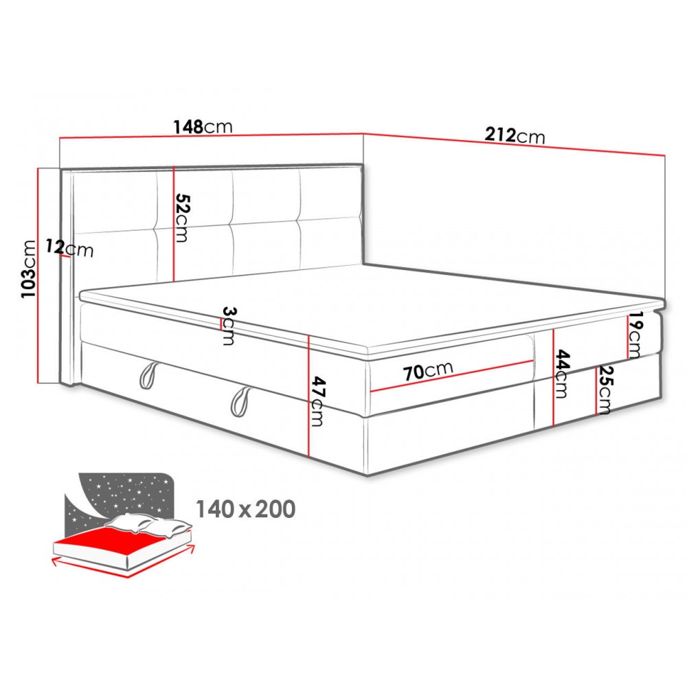 Επενδυμένο κρεβάτι Euphoria-Anthraki-140 x 200