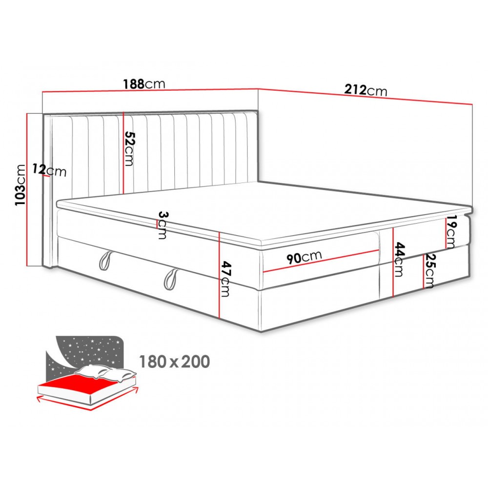 Επενδυμένο κρεβάτι Harmonica-Mpez-180 x 200