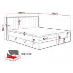 Επενδυμένο κρεβάτι Harmonica-Mpez-180 x 200