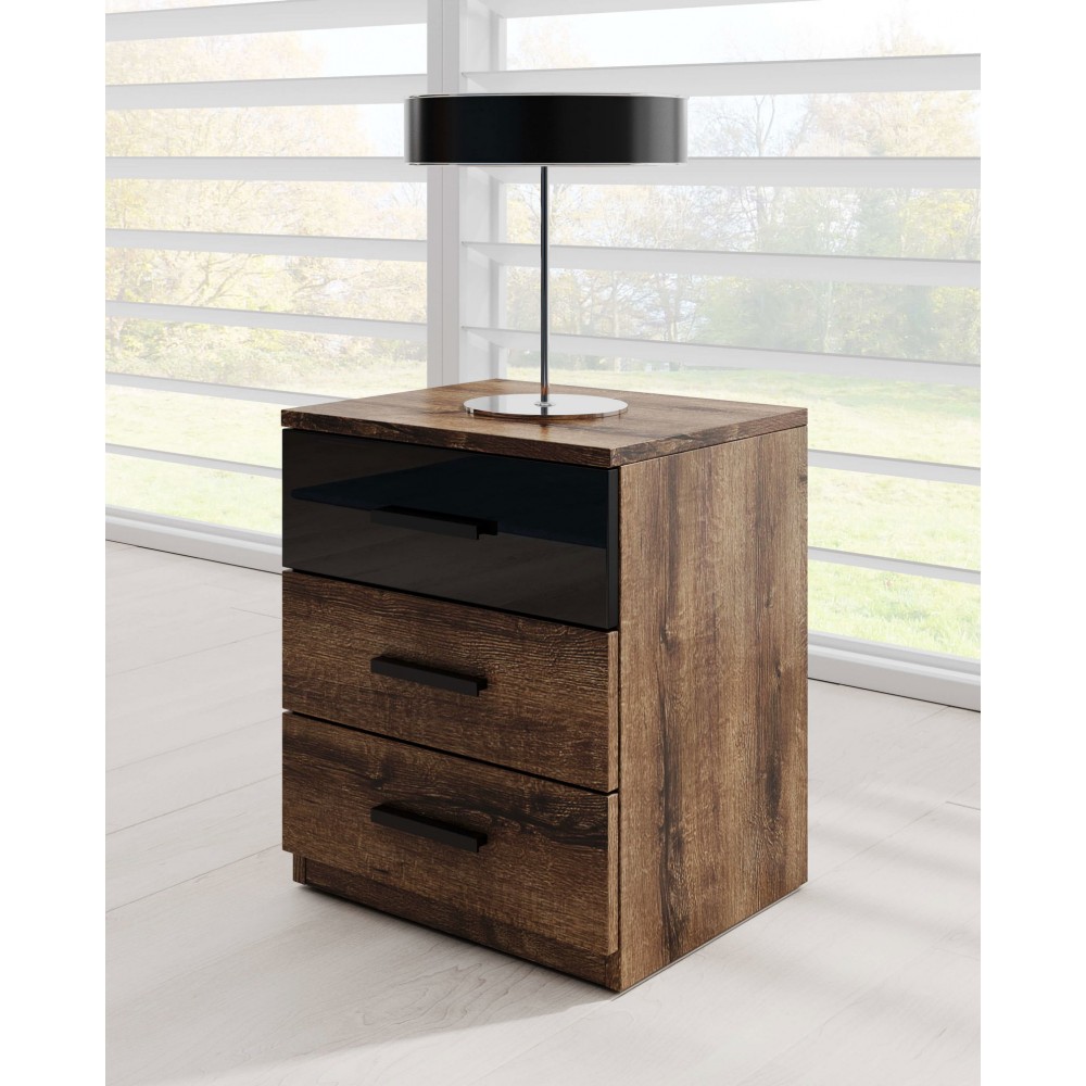 Κομοδίνο Delta Plus-Καρυδί - Μαύρο