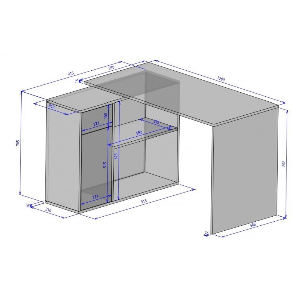 Γωνιακό γραφείο Gaucho-Fusiko 120x91x75.3