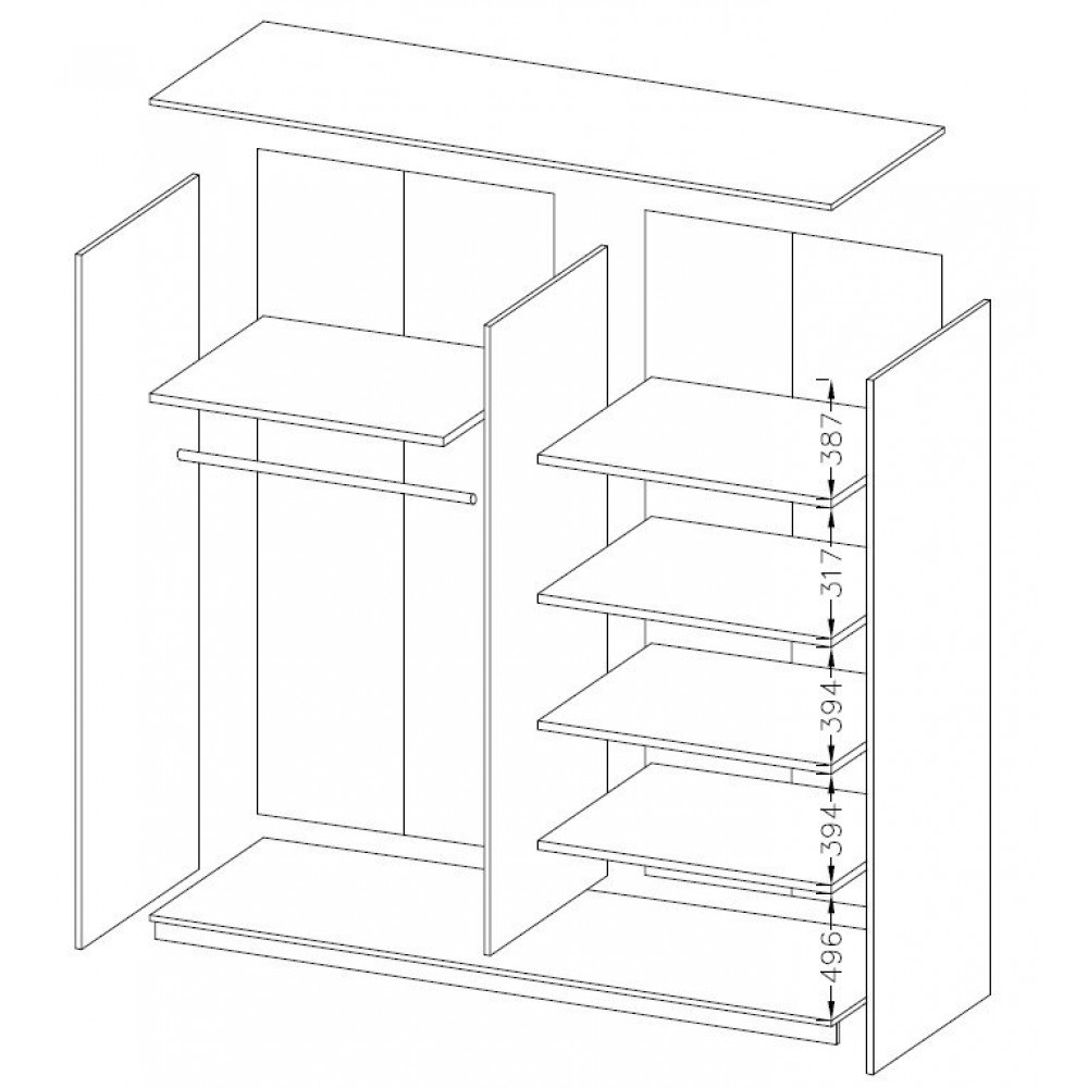 Ντουλάπα Συρόμενη Delta V-200 x 61 x 210 εκ.-Kafe Skouro