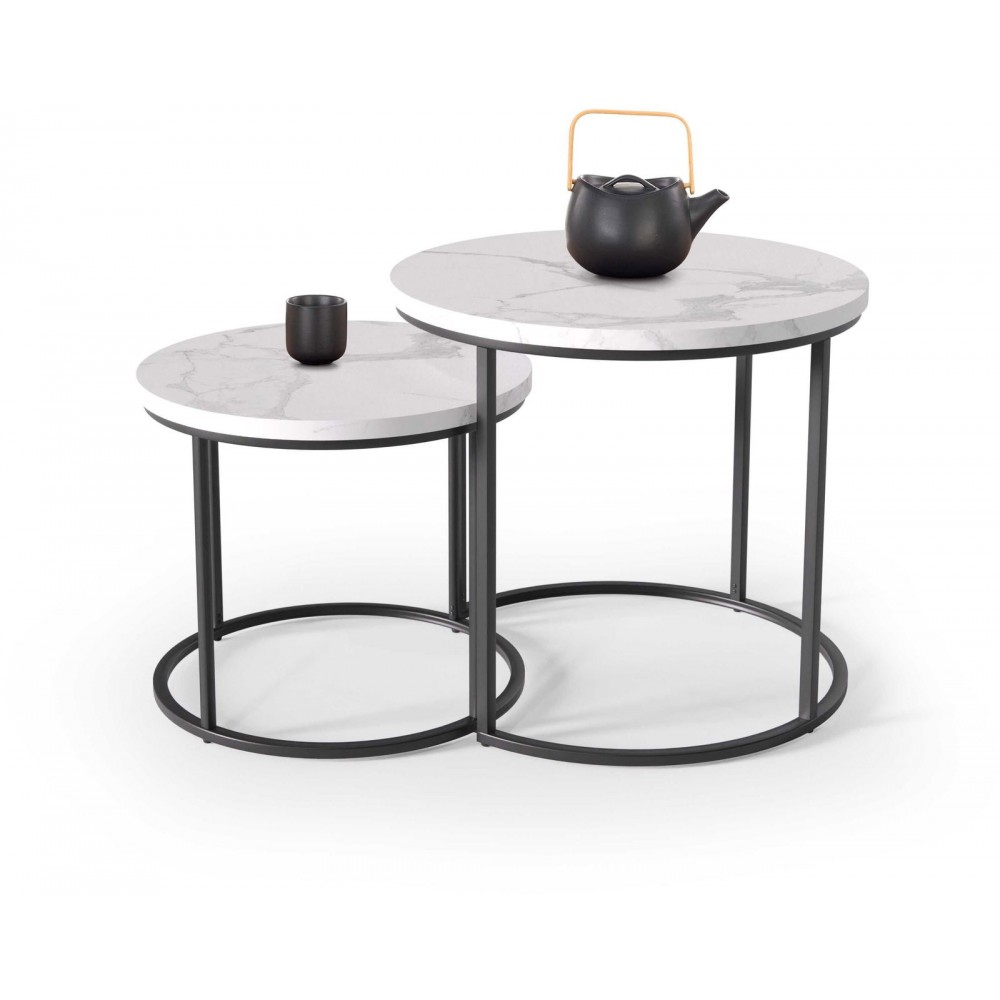 Σετ βοηθητικά τραπεζάκια σαλονιού Ergo-Leuko Marmaro