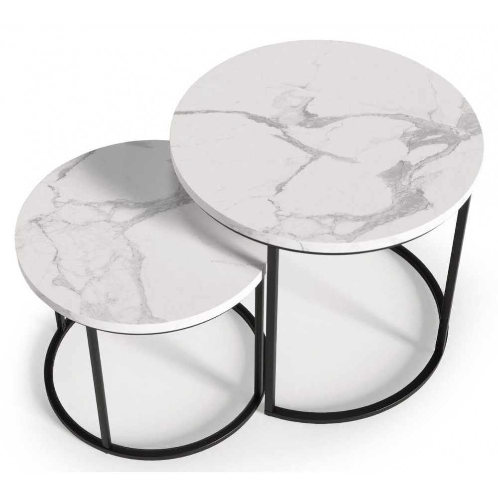 Σετ βοηθητικά τραπεζάκια σαλονιού Ergo-Leuko Marmaro