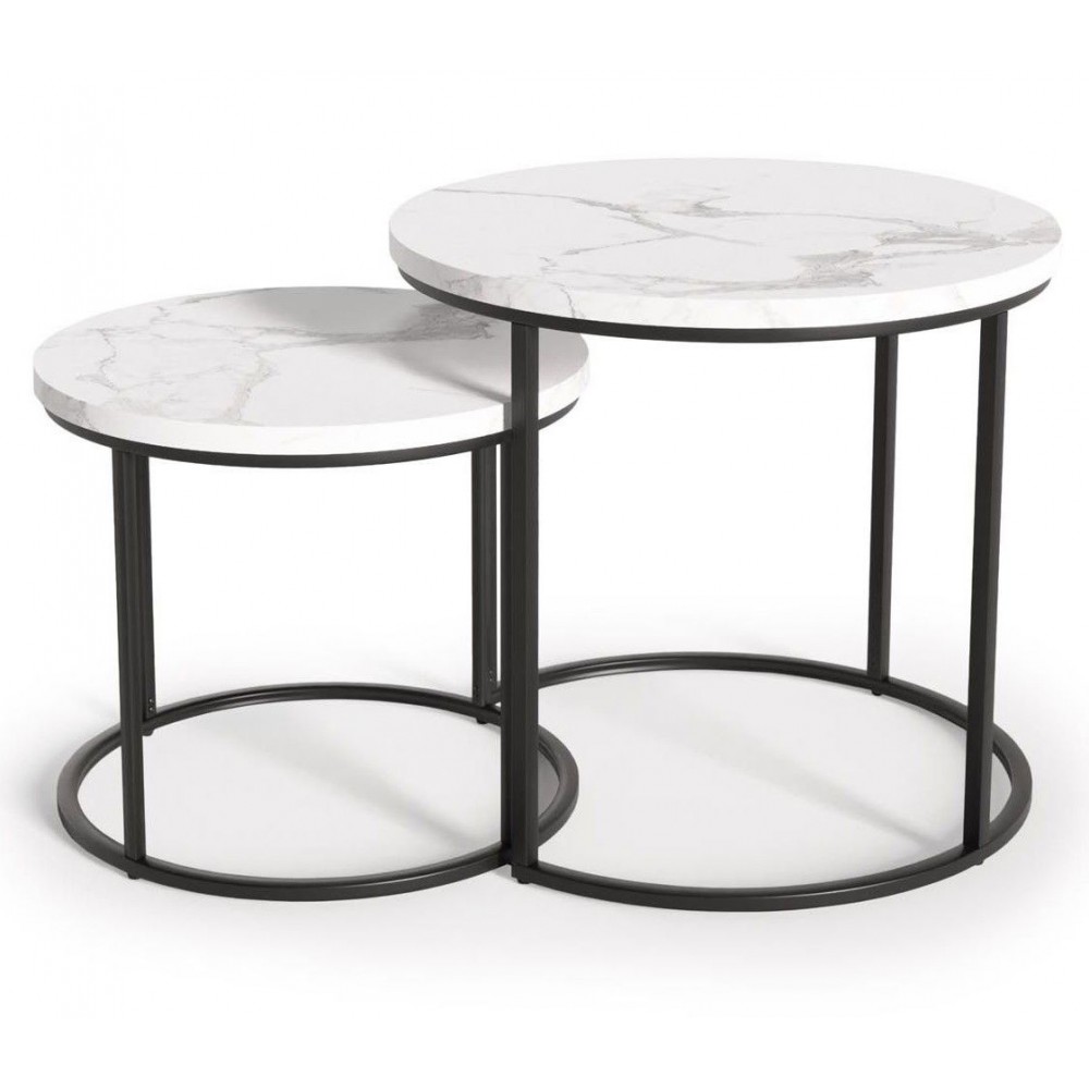 Σετ βοηθητικά τραπεζάκια σαλονιού Ergo-Leuko Marmaro