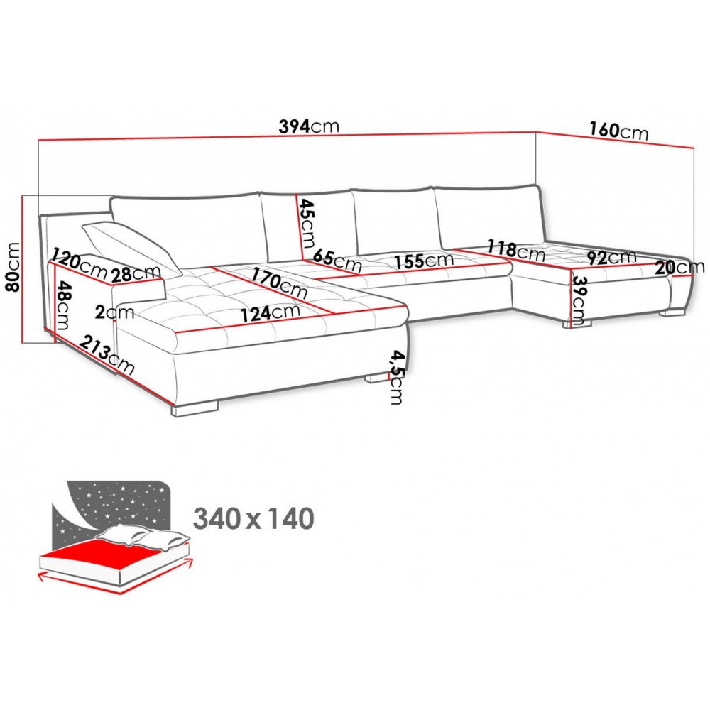 Γωνιακός καναπές Caro-Mple