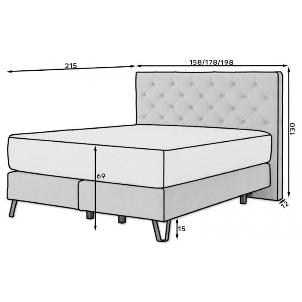 Επενδυμένο κρεβάτι Vanessa με στρώμα-Mple-180 x 200 εκ.