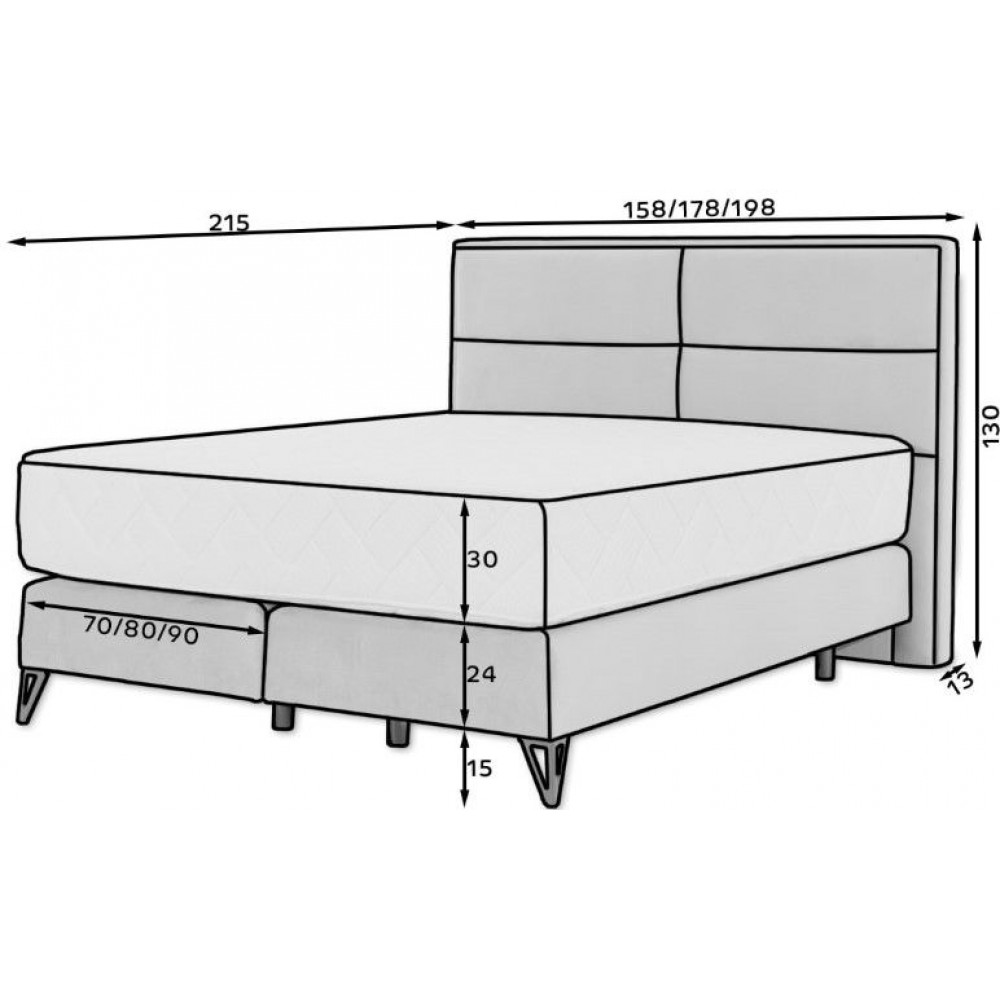 Επενδυμένο κρεβάτι Simon με στρώμα-Kafe-180 x 200 εκ.