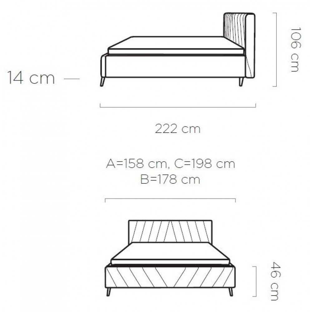 Επενδυμένο κρεβάτι Calisty-Roz-140 x 200