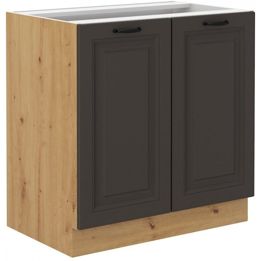 Επιδαπέδιο ντουλάπι Yvette 80 D 2F-Γραφίτης 80x52x82