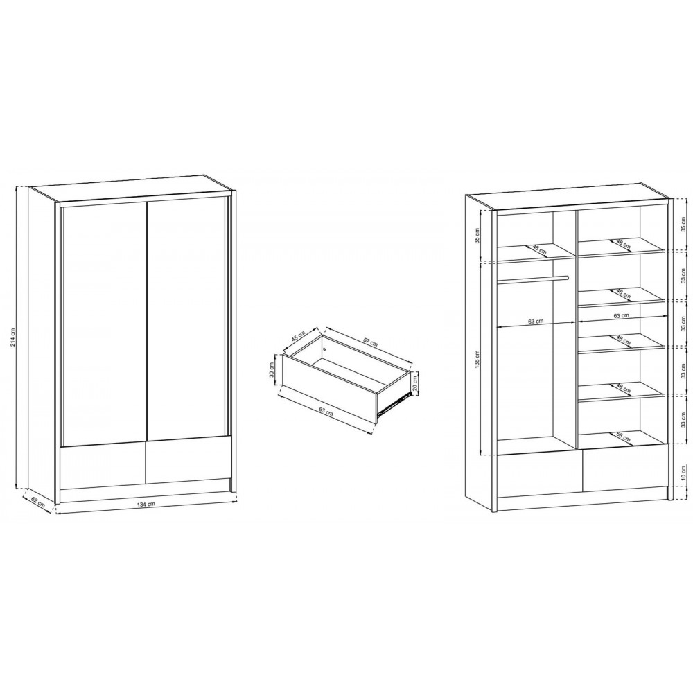 Ντουλάπα συρόμενη Ariadne-Mauro-134x62x214