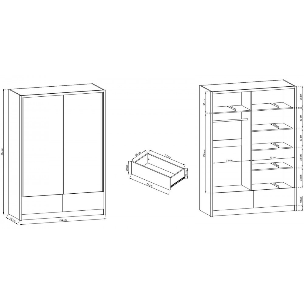 Ντουλάπα συρόμενη Ariadne-Mauro-154x62x214