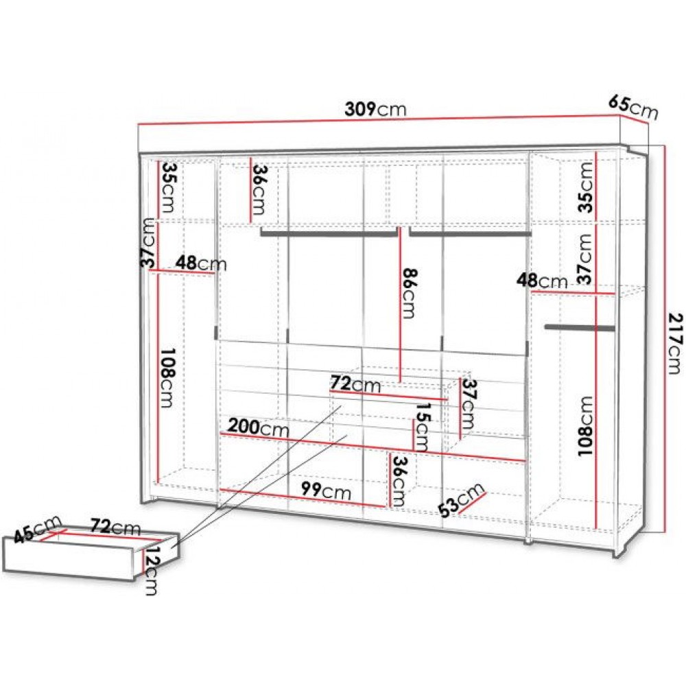 Ντουλάπα Panama 310 Συρόμενη
