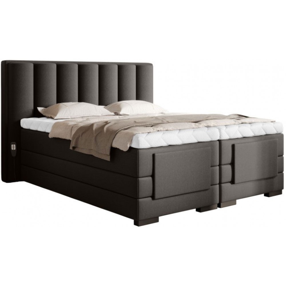 Επενδυμένο κρεβάτι Villard με στρώμα και ανώστρωμα-Kafe-140 x 200