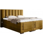 Επενδυμένο κρεβάτι Villard με στρώμα και ανώστρωμα-Moustardi-180 x 200