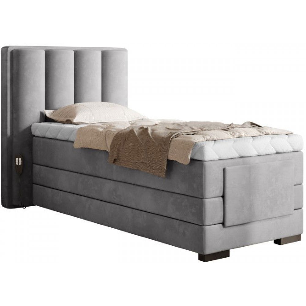 Επενδυμένο κρεβάτι Villard 90 με στρώμα και ανώστρωμα-Gkri Anoixto