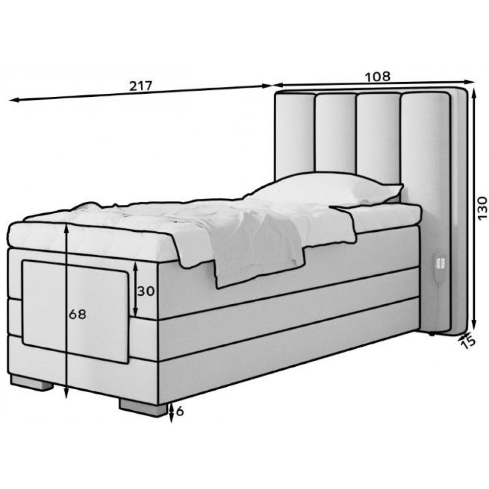 Επενδυμένο κρεβάτι Villard 90 με στρώμα και ανώστρωμα-Gkri Anoixto