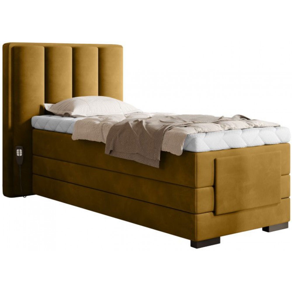 Επενδυμένο κρεβάτι Villard 90 με στρώμα και ανώστρωμα-Moustardi