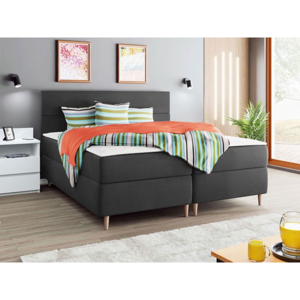 Επενδυμένο κρεβάτι Flo με στρώμα και ανώστρωμα-Gkri Skouro-140 x 200