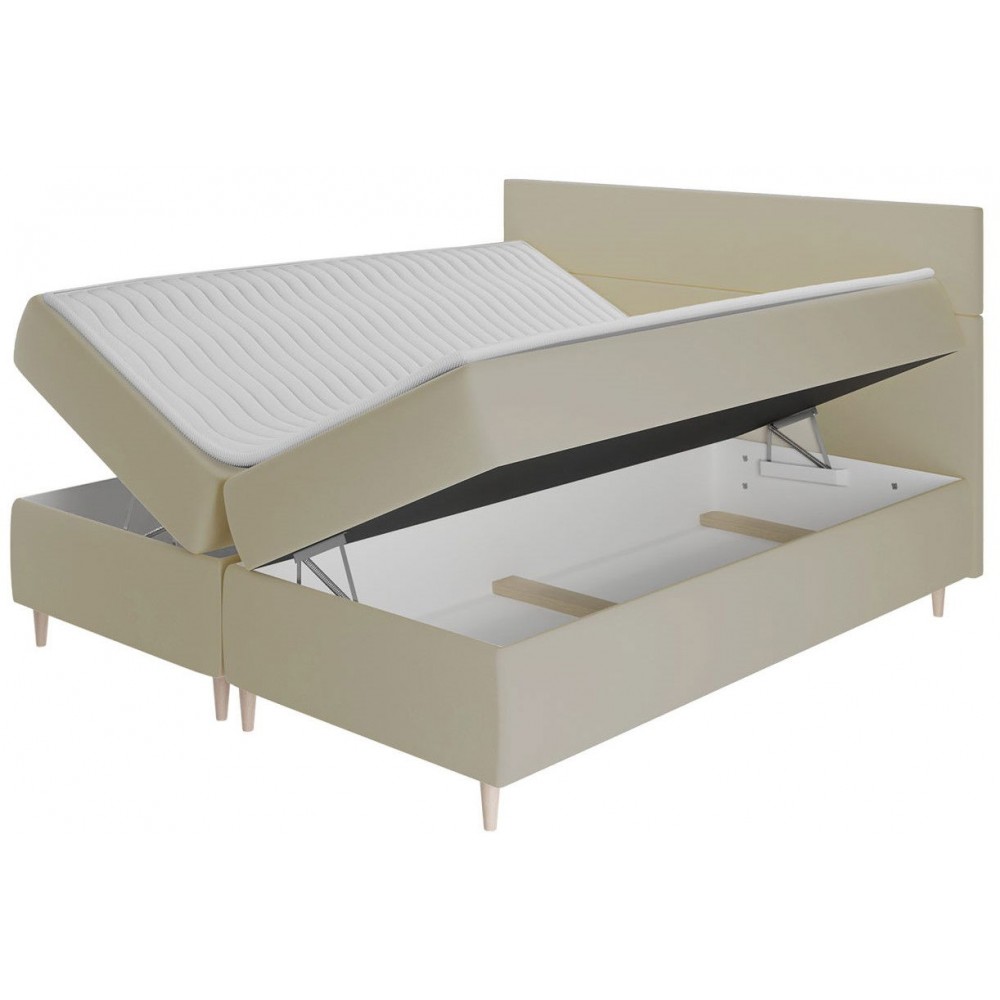 Επενδυμένο κρεβάτι Flo με στρώμα και ανώστρωμα-Mple-140 x 200